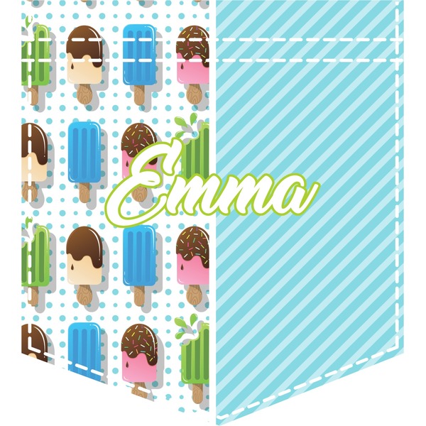 Custom Popsicles and Polka Dots Iron On Faux Pocket (Personalized)