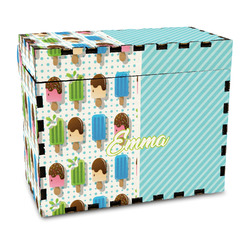 Popsicles and Polka Dots Wood Recipe Box - Full Color Print (Personalized)