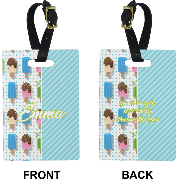 Popsicles and Polka Dots Rectangle Luggage Tag (Front + Back)