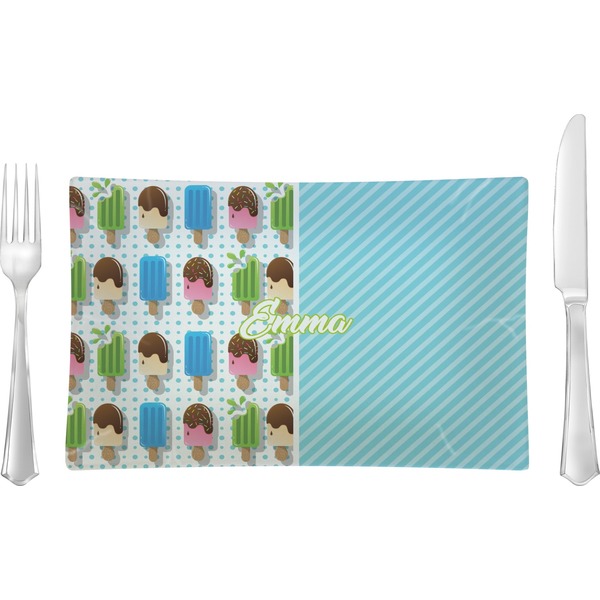 Custom Popsicles and Polka Dots Rectangular Glass Lunch / Dinner Plate - Single or Set (Personalized)