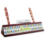 Popsicles and Polka Dots Red Mahogany Nameplate with Business Card Holder (Personalized)