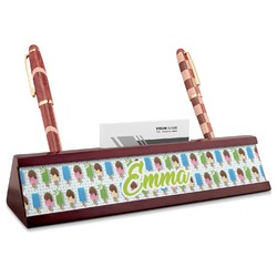 Popsicles and Polka Dots Red Mahogany Nameplate with Business Card Holder (Personalized)