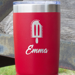 Popsicles and Polka Dots 20 oz Stainless Steel Tumbler - Red - Double Sided (Personalized)