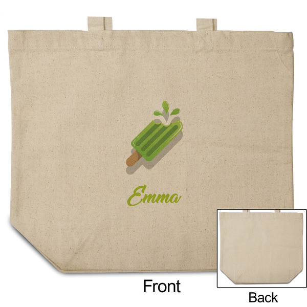 Popsicles and Polka Dots Reusable Cotton Grocery Bag - Front & Back View