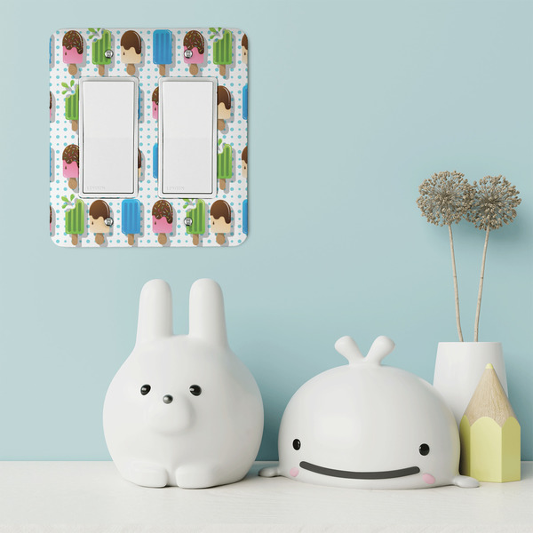 Popsicles and Polka Dots Rocker Light Switch Covers - Double - IN CONTEXT