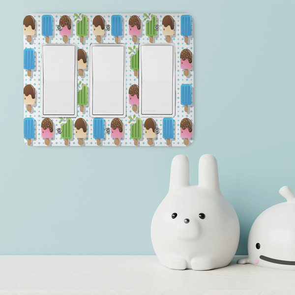 Popsicles and Polka Dots Rocker Light Switch Covers - Triple - IN CONTEXT