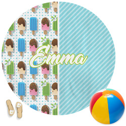 Popsicles and Polka Dots Round Beach Towel (Personalized)