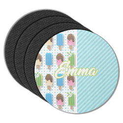 Popsicles and Polka Dots Round Rubber Backed Coasters - Set of 4 (Personalized)