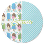 Popsicles and Polka Dots Round Rubber Backed Coaster (Personalized)