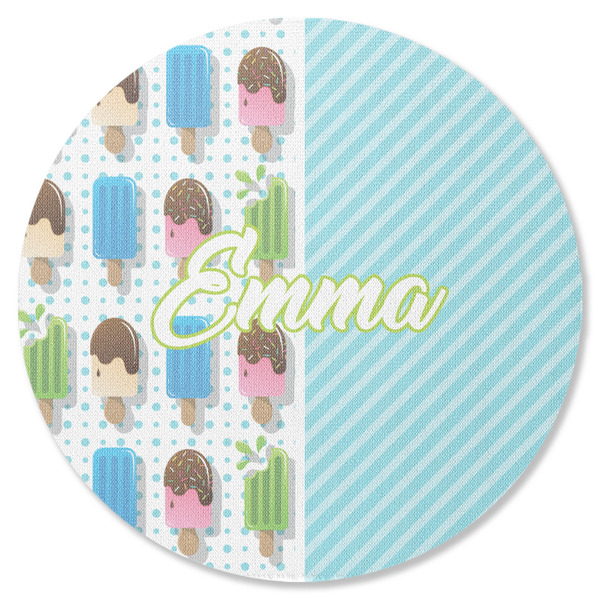 Custom Popsicles and Polka Dots Round Rubber Backed Coaster (Personalized)
