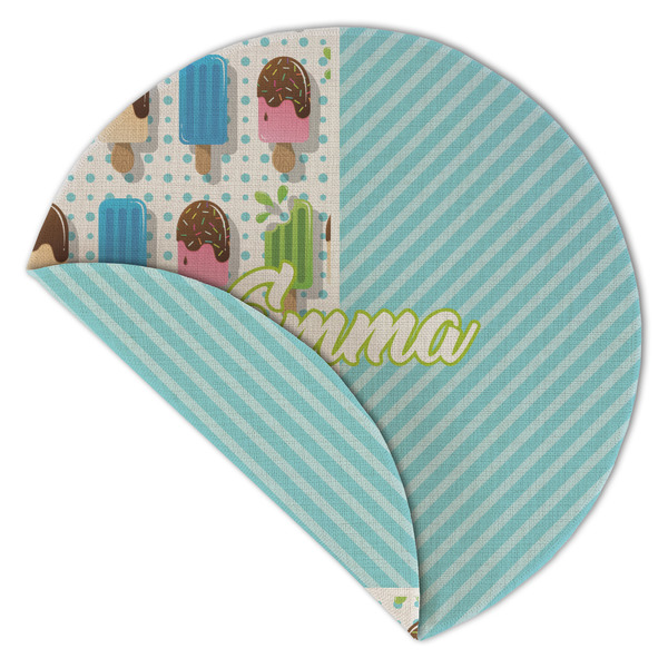 Popsicles and Polka Dots Round Linen Placemats - Front (folded corner double sided)