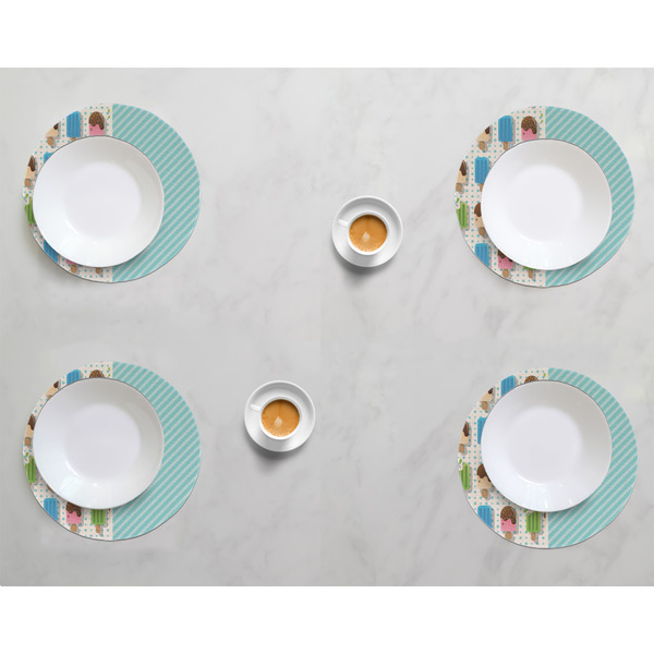 Popsicles and Polka Dots Round Linen Placemats - LIFESTYLE (set of 4)