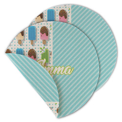 Popsicles and Polka Dots Round Linen Placemat - Double Sided - Set of 4 (Personalized)