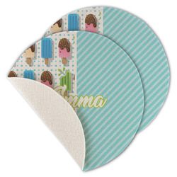 Popsicles and Polka Dots Round Linen Placemat - Single Sided - Set of 4 (Personalized)