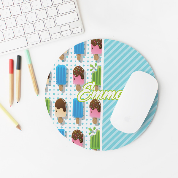 Popsicles and Polka Dots Round Mousepad - LIFESTYLE 2