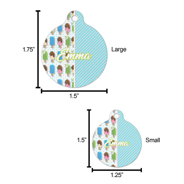 Popsicles and Polka Dots Round Pet ID Tag - Large - Comparison Scale
