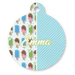 Popsicles and Polka Dots Round Pet ID Tag - Large (Personalized)