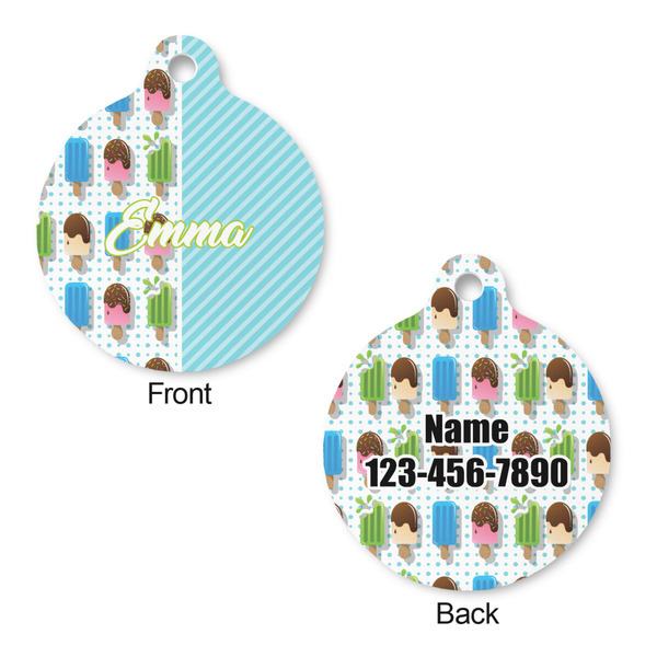 Popsicles and Polka Dots Round Pet Tag - Front & Back