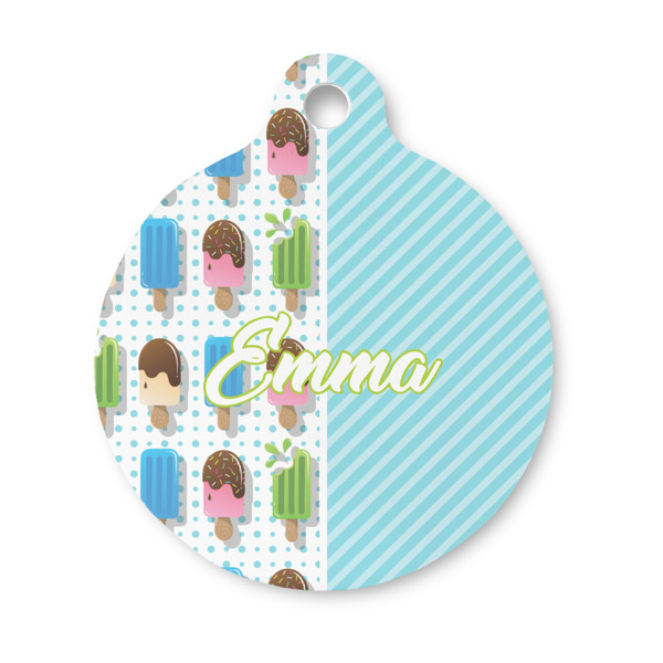Custom Popsicles and Polka Dots Round Pet ID Tag - Small (Personalized)