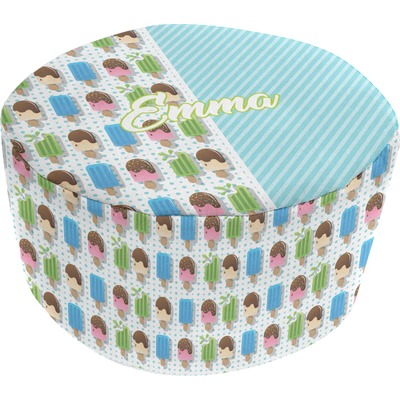 Popsicles and Polka Dots Round Pouf Ottoman (Personalized)