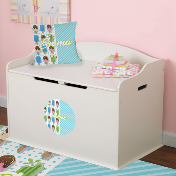 Popsicles and Polka Dots Round Wall Decal on Toy Chest