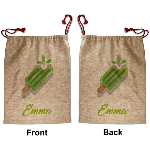 Custom Popsicles and Polka Dots Santa Sack - Front & Back (Personalized)