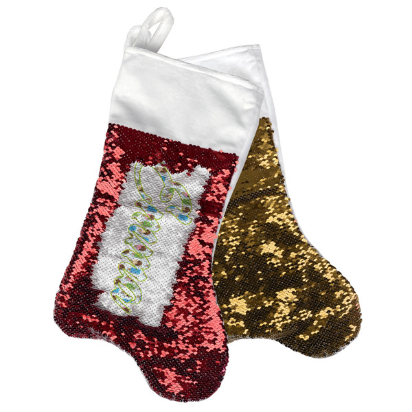 Custom Popsicles and Polka Dots Reversible Sequin Stocking (Personalized)