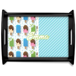 Popsicles and Polka Dots Black Wooden Tray - Large (Personalized)