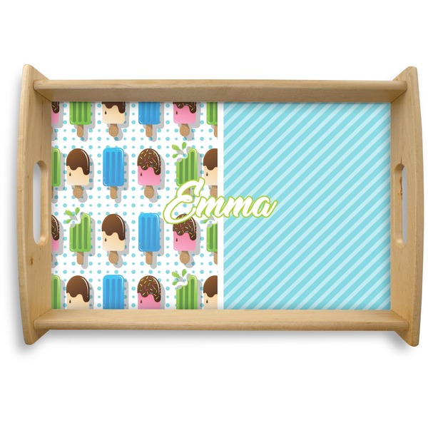 Custom Popsicles and Polka Dots Natural Wooden Tray - Small (Personalized)