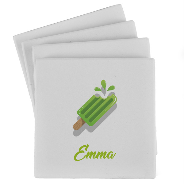 Custom Popsicles and Polka Dots Absorbent Stone Coasters - Set of 4 (Personalized)