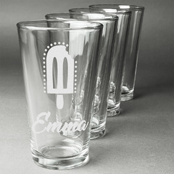 Popsicles and Polka Dots Pint Glasses - Engraved (Set of 4) (Personalized)