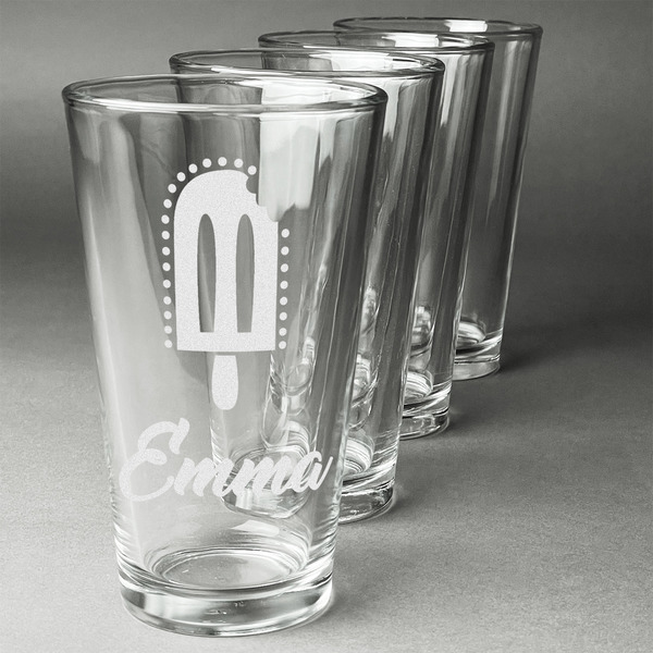 Popsicles and Polka Dots Set of Four Engraved Pint Glasses - Set View