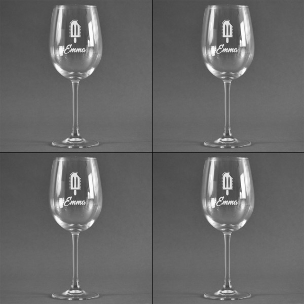 Popsicles and Polka Dots Set of Four Personalized Wineglasses (Approval)