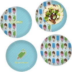 Popsicles and Polka Dots Set of 4 Glass Lunch / Dinner Plate 10" (Personalized)