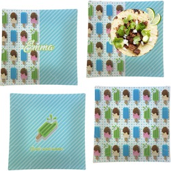 Popsicles and Polka Dots Set of 4 Glass Square Lunch / Dinner Plate 9.5" (Personalized)