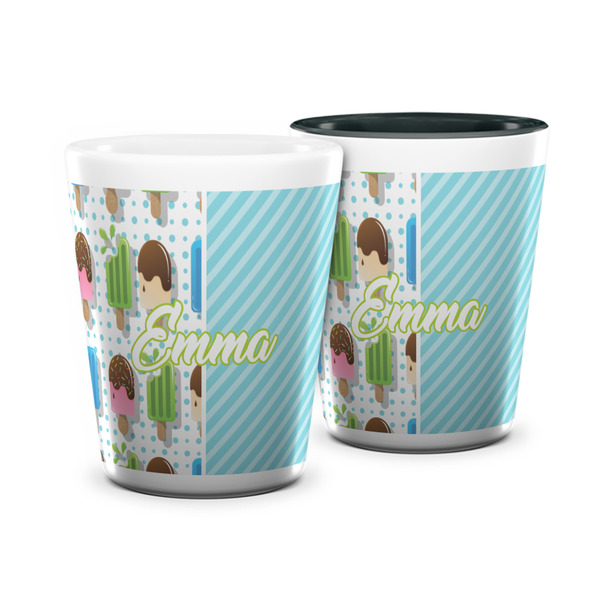Custom Popsicles and Polka Dots Ceramic Shot Glass - 1.5 oz (Personalized)