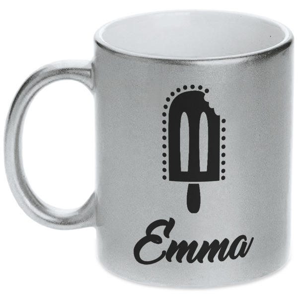 Custom Popsicles and Polka Dots Metallic Silver Mug (Personalized)