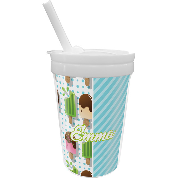 Custom Popsicles and Polka Dots Sippy Cup with Straw (Personalized)