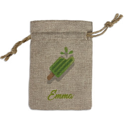 Popsicles and Polka Dots Small Burlap Gift Bag - Front (Personalized)