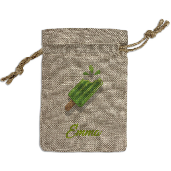 Popsicles and Polka Dots Small Burlap Gift Bag - Front