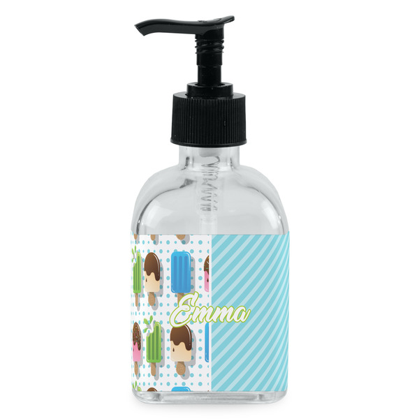 Custom Popsicles and Polka Dots Glass Soap & Lotion Bottle - Single Bottle (Personalized)