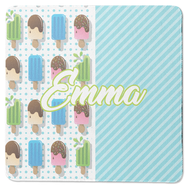 Custom Popsicles and Polka Dots Square Rubber Backed Coaster (Personalized)