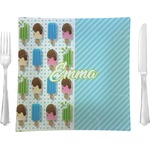 Popsicles and Polka Dots 9.5" Glass Square Lunch / Dinner Plate- Single or Set of 4 (Personalized)