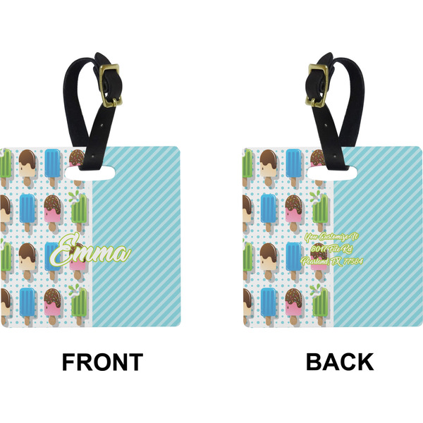 Popsicles and Polka Dots Square Luggage Tag (Front + Back)