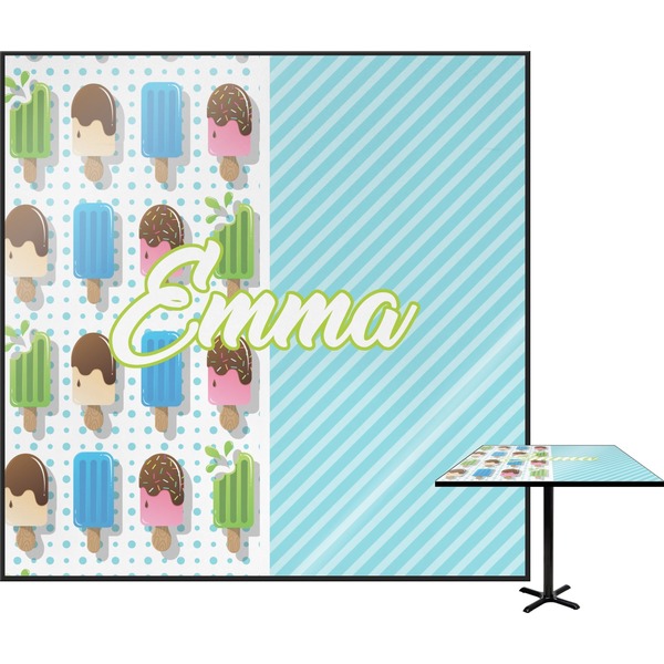Custom Popsicles and Polka Dots Square Table Top (Personalized)