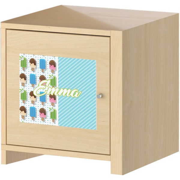 Popsicles and Polka Dots Square Wall Decal on Wooden Cabinet