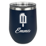 Popsicles and Polka Dots Stemless Stainless Steel Wine Tumbler - Navy - Single Sided (Personalized)