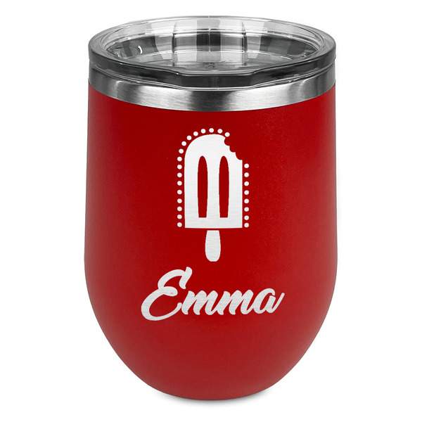Custom Popsicles and Polka Dots Stemless Stainless Steel Wine Tumbler - Red - Double Sided (Personalized)