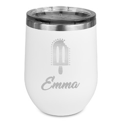 Popsicles and Polka Dots Stemless Stainless Steel Wine Tumbler - White - Double Sided (Personalized)