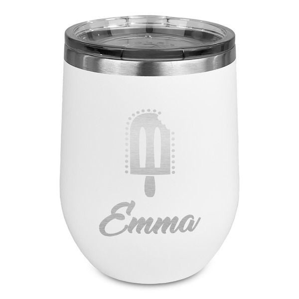 Custom Popsicles and Polka Dots Stemless Stainless Steel Wine Tumbler - White - Single Sided (Personalized)